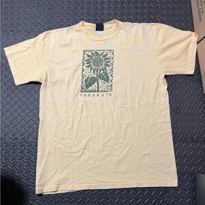 Cream Tee with Green Sunflower Design